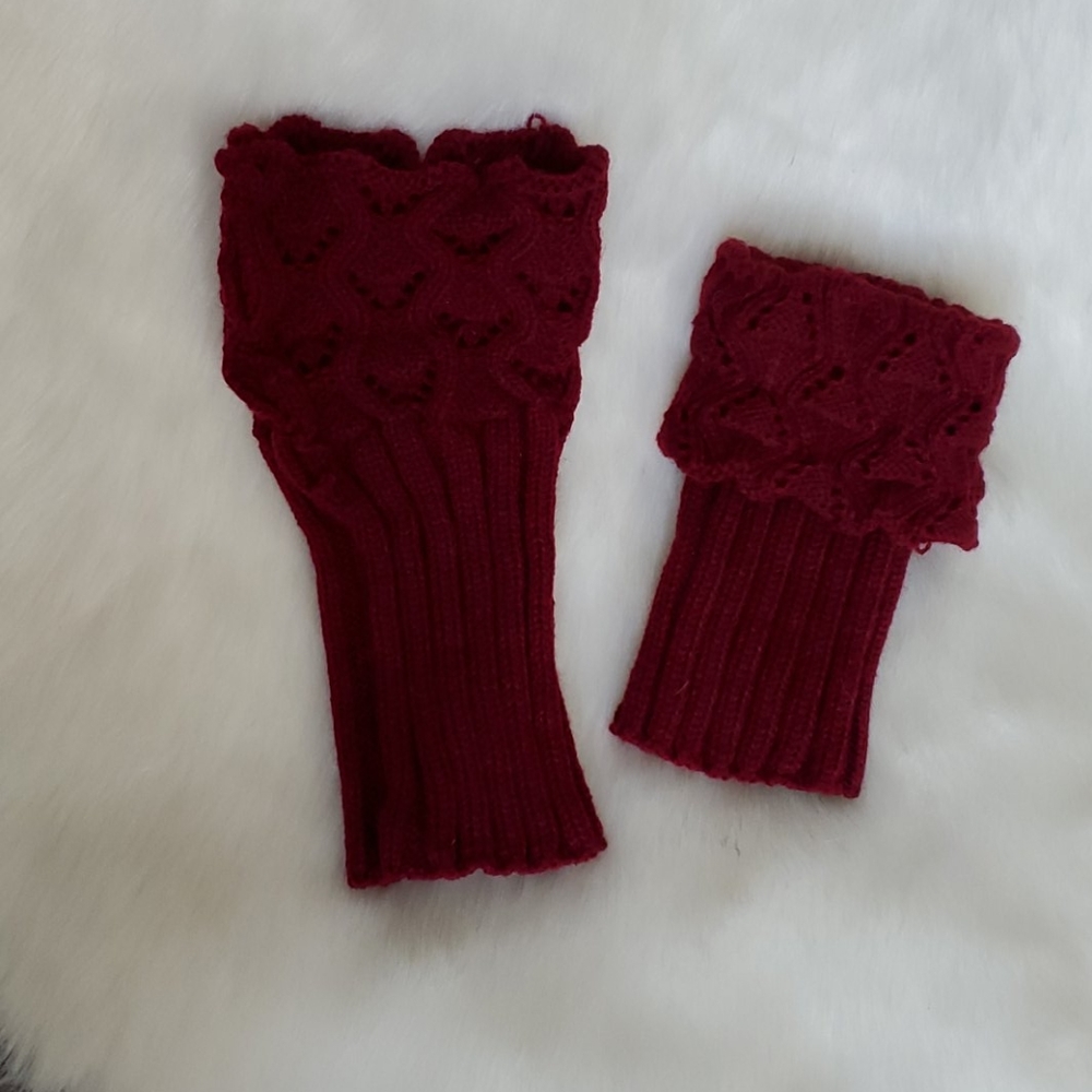 Red knit boot cuffs